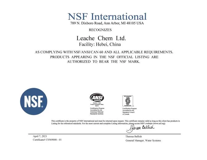 NSF Certification for Drinking Water